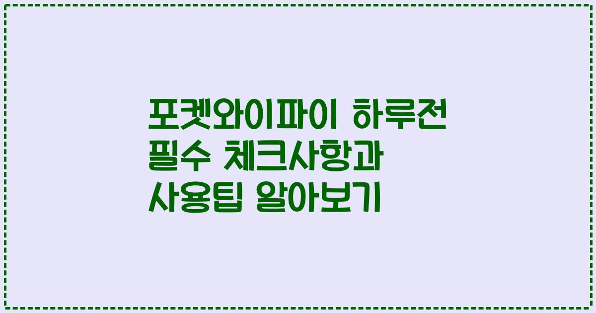 포켓와이파이 하루전 필수 체크사항과 사용팁 알아보기