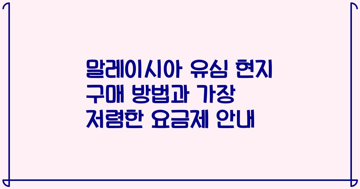 말레이시아 유심 현지 구매 방법과 가장 저렴한 요금제 안내