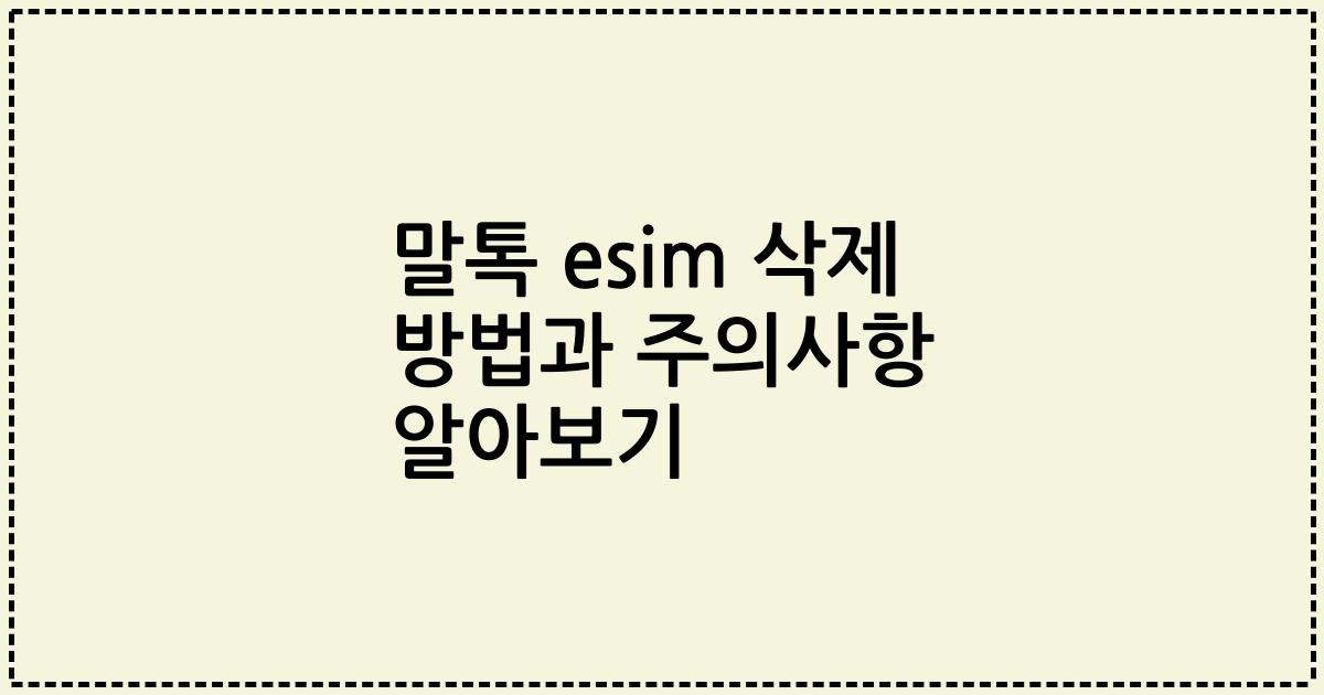 말톡 esim 삭제 방법과 주의사항 알아보기